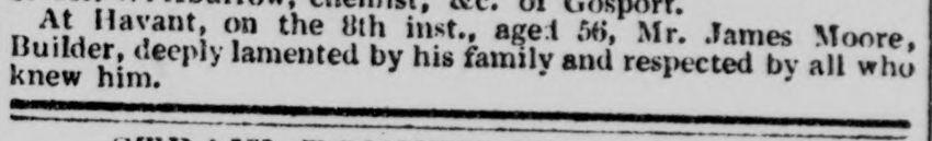 The death notice from Hampshire Telegraph and Sussex Chronicle, 1836