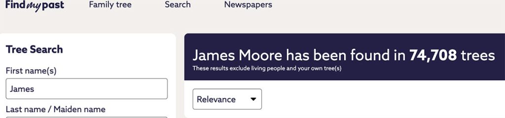 The name James Moore appears in a few trees at FindMyPast.com