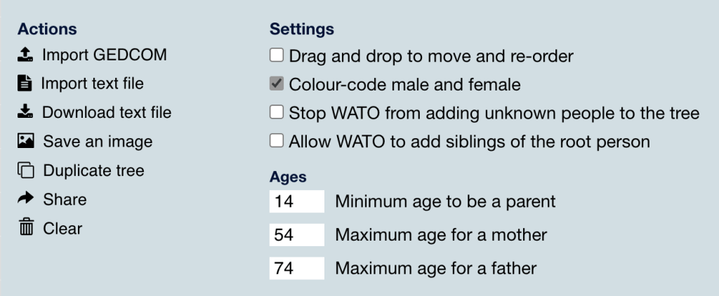 The new actions and settings panel