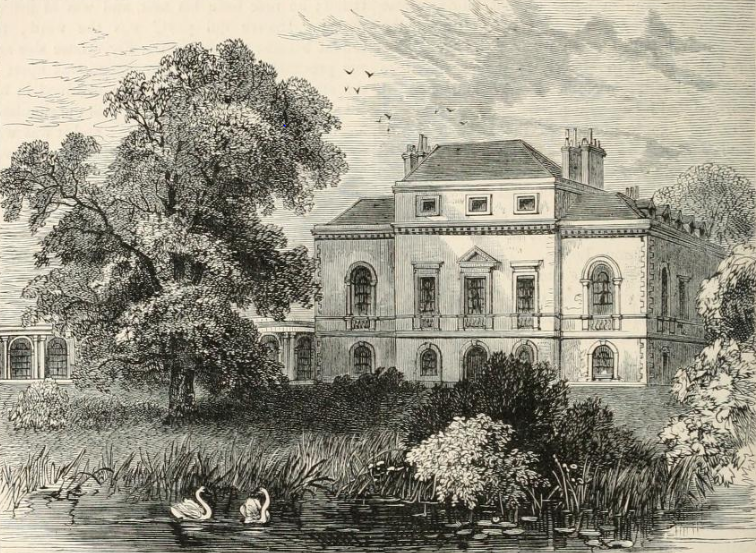 An etching of Nicholas Crispe's mansion in Hammersmith